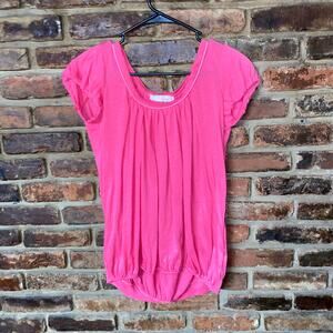 Zumi Pink Short Sleeve Elastic Trim Blouse Women's Size 38/Small Medium
